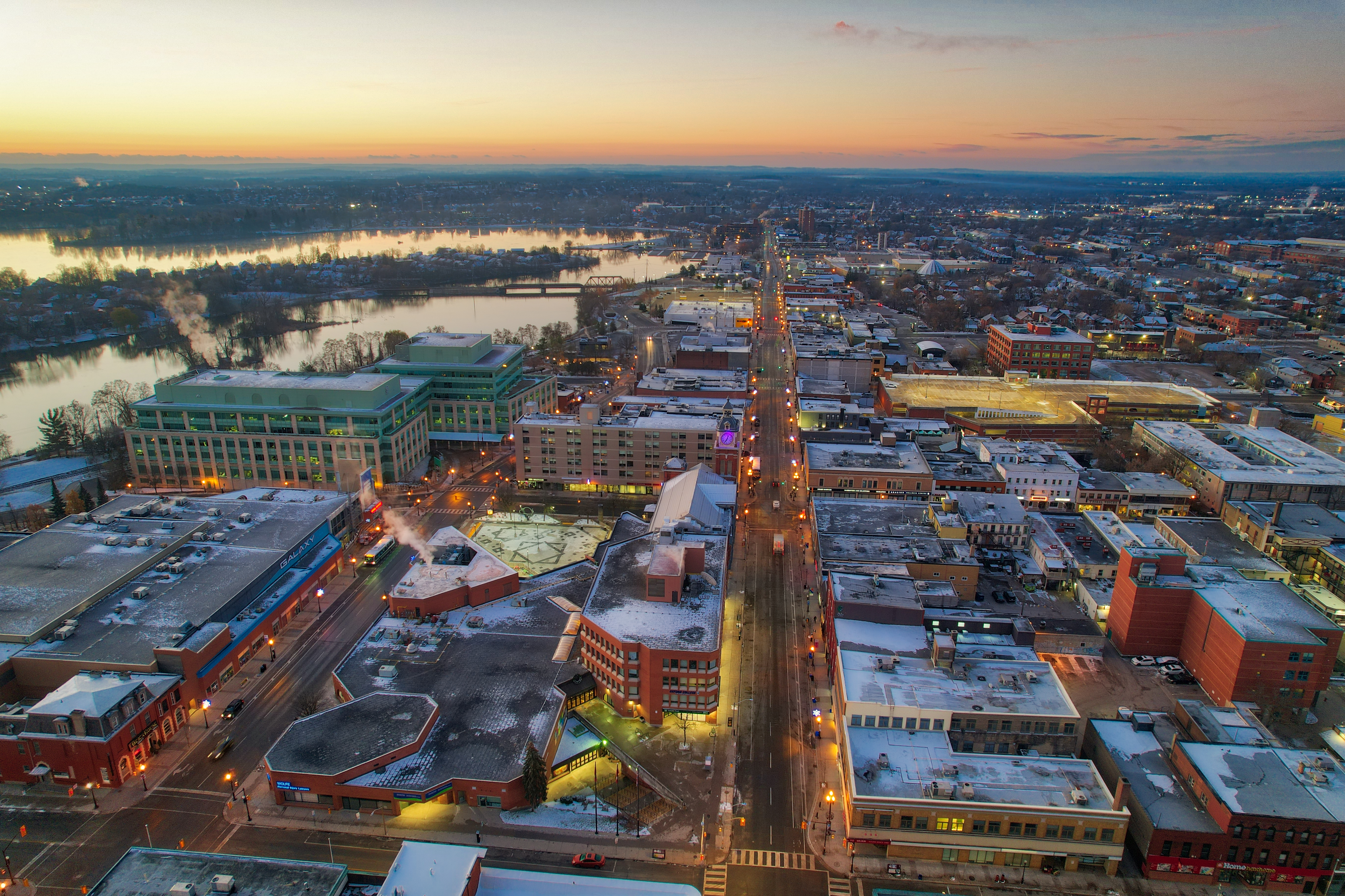 Aerial view of central Peterborough facing south 