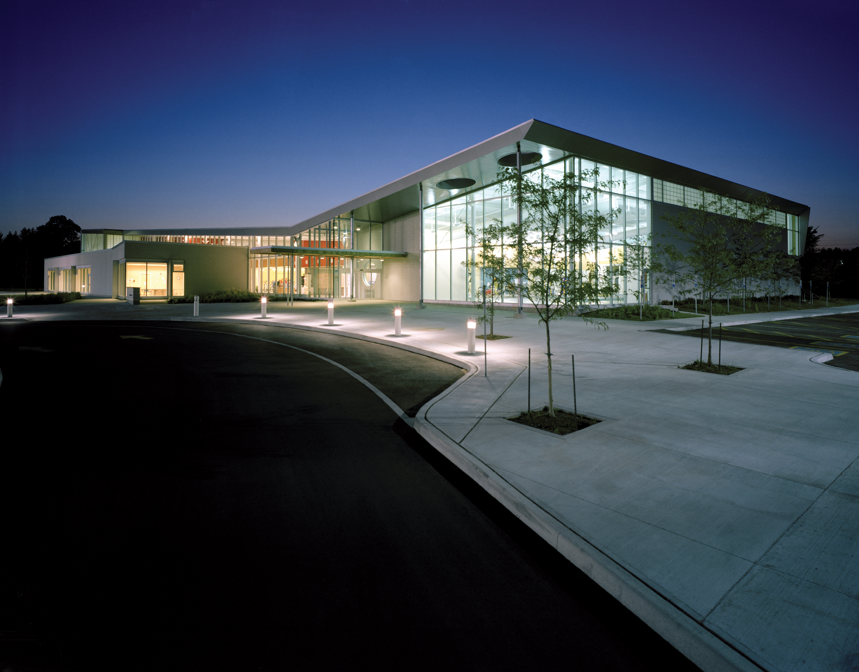 Exterior of Wellness Centre at twilight
