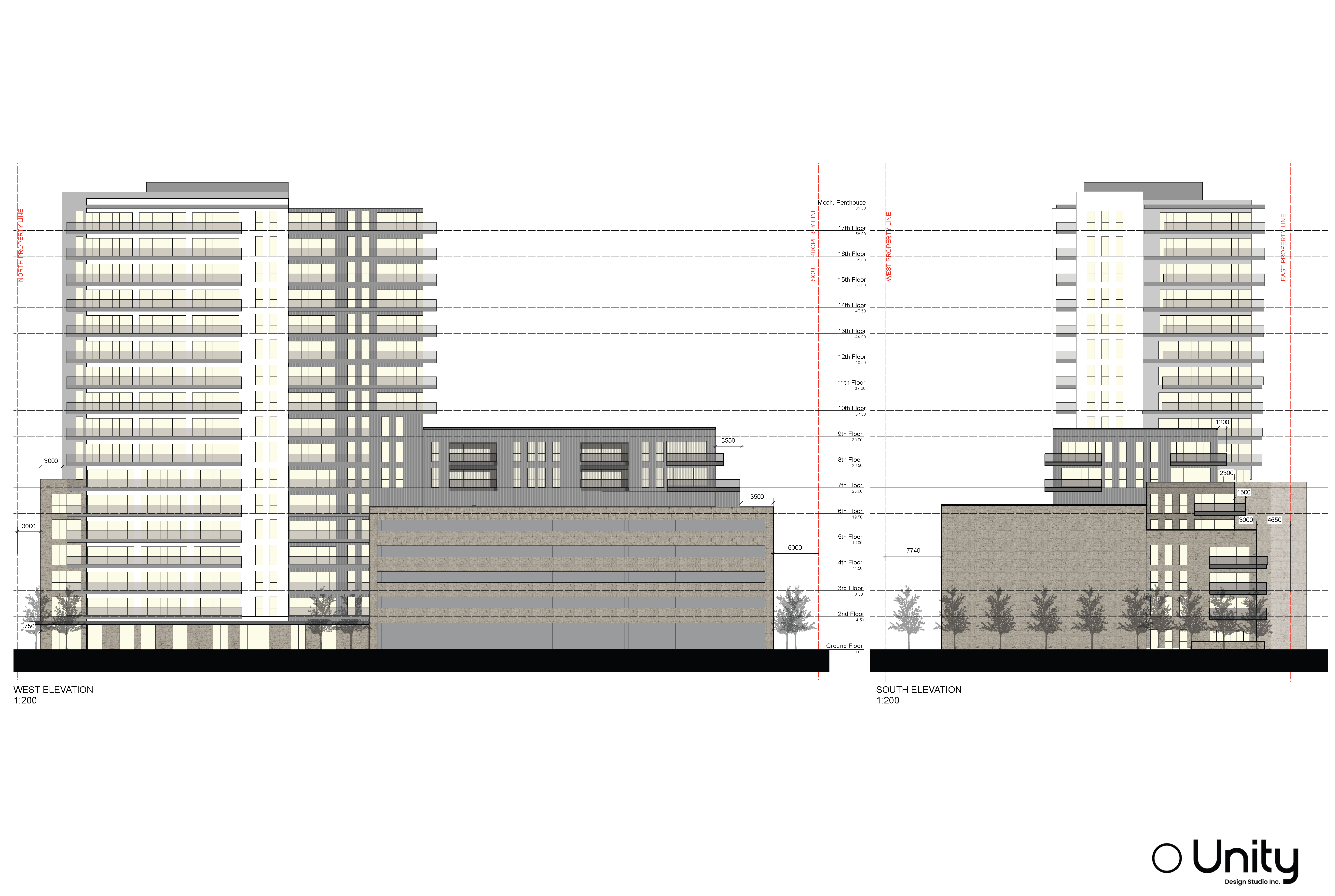 West and South Elevations